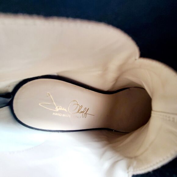 Joan Oloff Italy Women’s Boots Size 41 Leather Heel Gold‎ Zipper Back - Picture 5 of 7